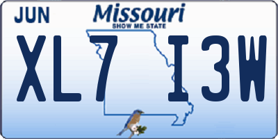 MO license plate XL7I3W