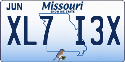 MO license plate XL7I3X