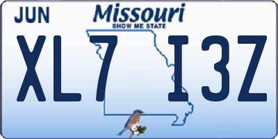 MO license plate XL7I3Z