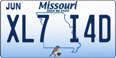 MO license plate XL7I4D