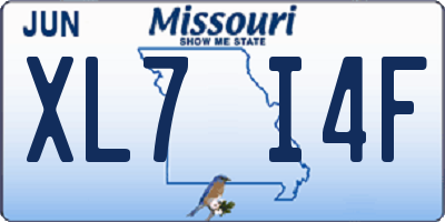 MO license plate XL7I4F