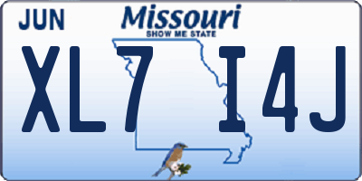 MO license plate XL7I4J