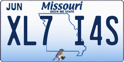 MO license plate XL7I4S