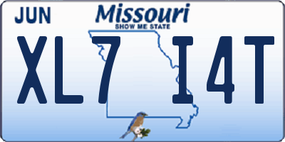MO license plate XL7I4T