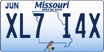 MO license plate XL7I4X