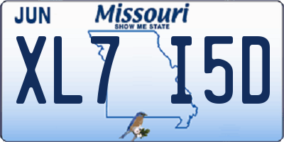 MO license plate XL7I5D