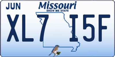 MO license plate XL7I5F