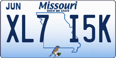 MO license plate XL7I5K