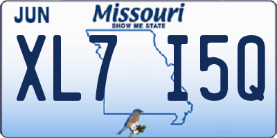 MO license plate XL7I5Q