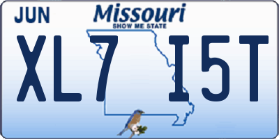 MO license plate XL7I5T