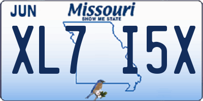 MO license plate XL7I5X