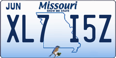 MO license plate XL7I5Z