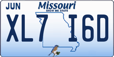 MO license plate XL7I6D