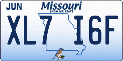 MO license plate XL7I6F