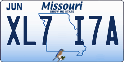 MO license plate XL7I7A
