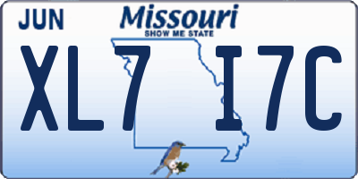 MO license plate XL7I7C
