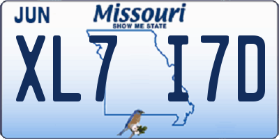 MO license plate XL7I7D