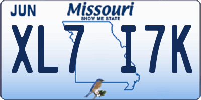 MO license plate XL7I7K