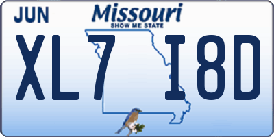 MO license plate XL7I8D