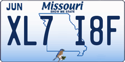 MO license plate XL7I8F