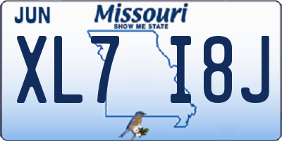 MO license plate XL7I8J
