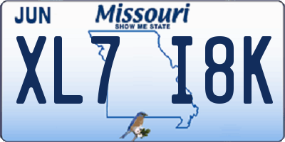 MO license plate XL7I8K