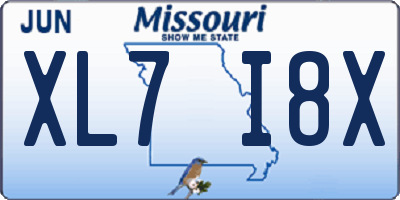MO license plate XL7I8X