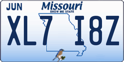 MO license plate XL7I8Z