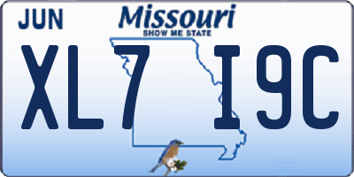 MO license plate XL7I9C