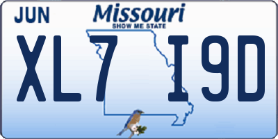 MO license plate XL7I9D