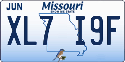MO license plate XL7I9F