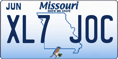 MO license plate XL7J0C