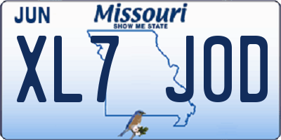 MO license plate XL7J0D