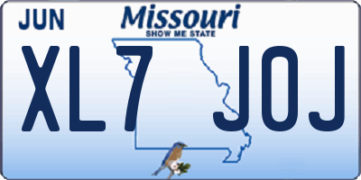 MO license plate XL7J0J