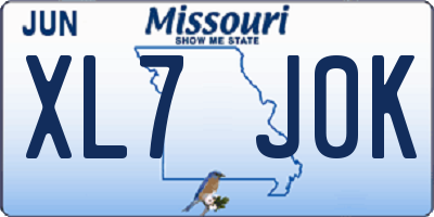 MO license plate XL7J0K