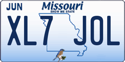 MO license plate XL7J0L