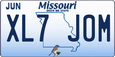 MO license plate XL7J0M