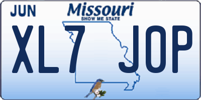 MO license plate XL7J0P