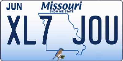 MO license plate XL7J0U