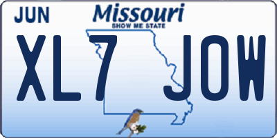 MO license plate XL7J0W