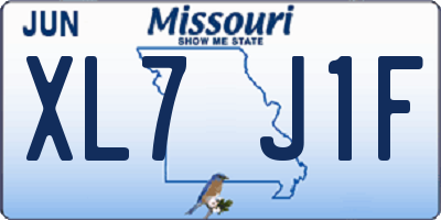 MO license plate XL7J1F