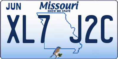 MO license plate XL7J2C