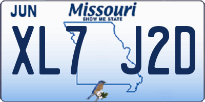 MO license plate XL7J2D