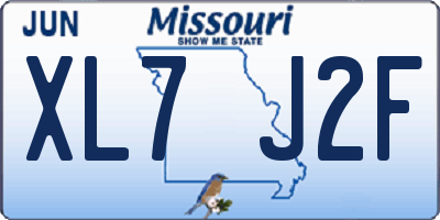 MO license plate XL7J2F
