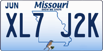 MO license plate XL7J2K