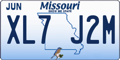 MO license plate XL7J2M