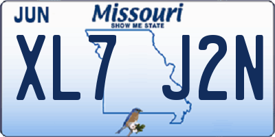MO license plate XL7J2N