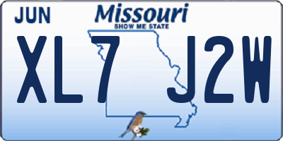 MO license plate XL7J2W