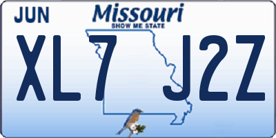 MO license plate XL7J2Z