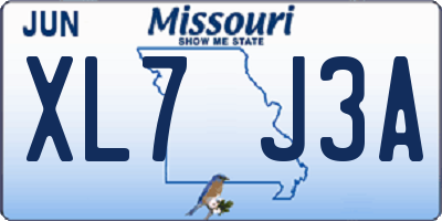 MO license plate XL7J3A
